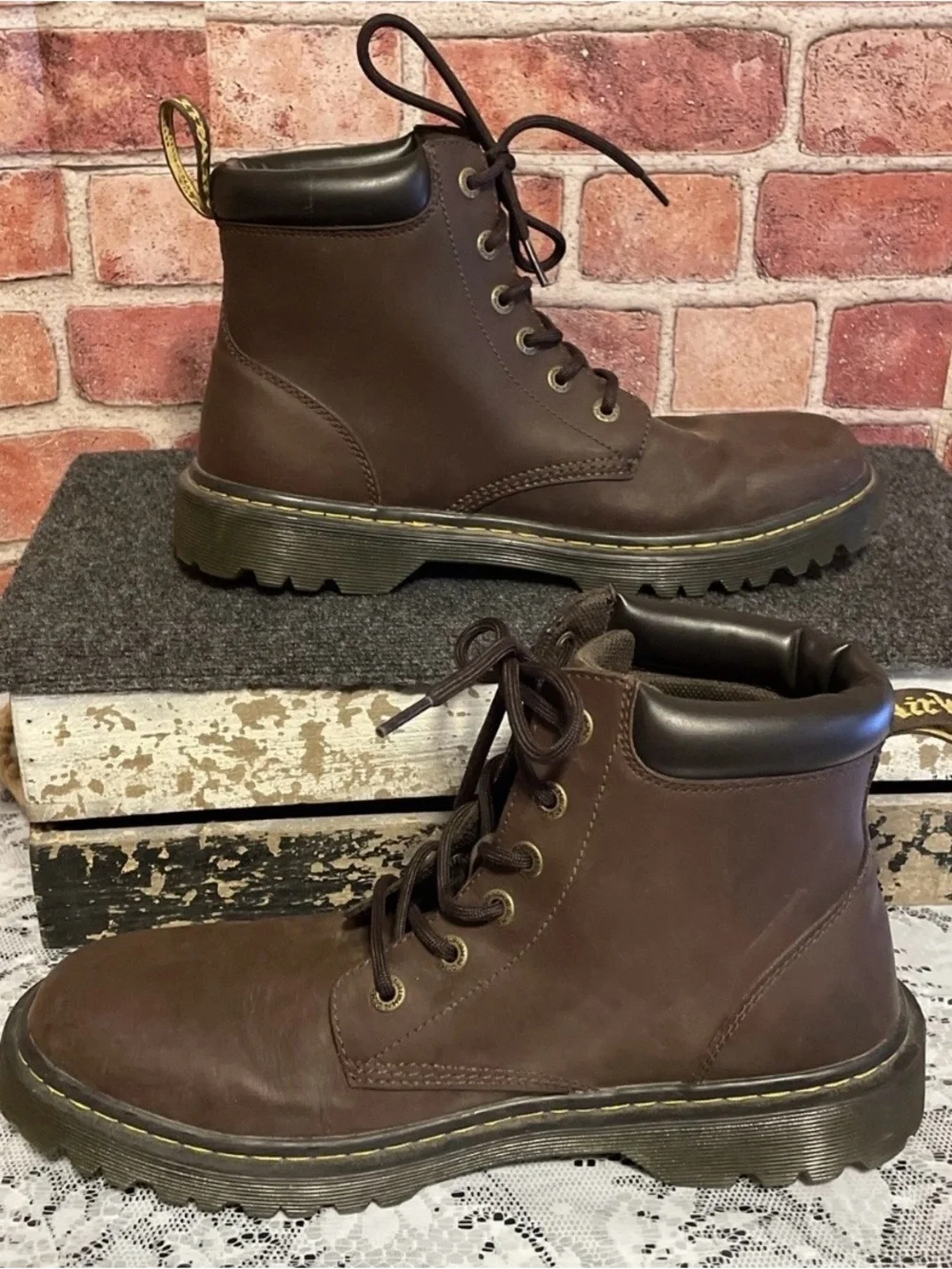Dr. Martens Cartor AW004 Brown Leather Airwair Combat Boots Men's Size 11